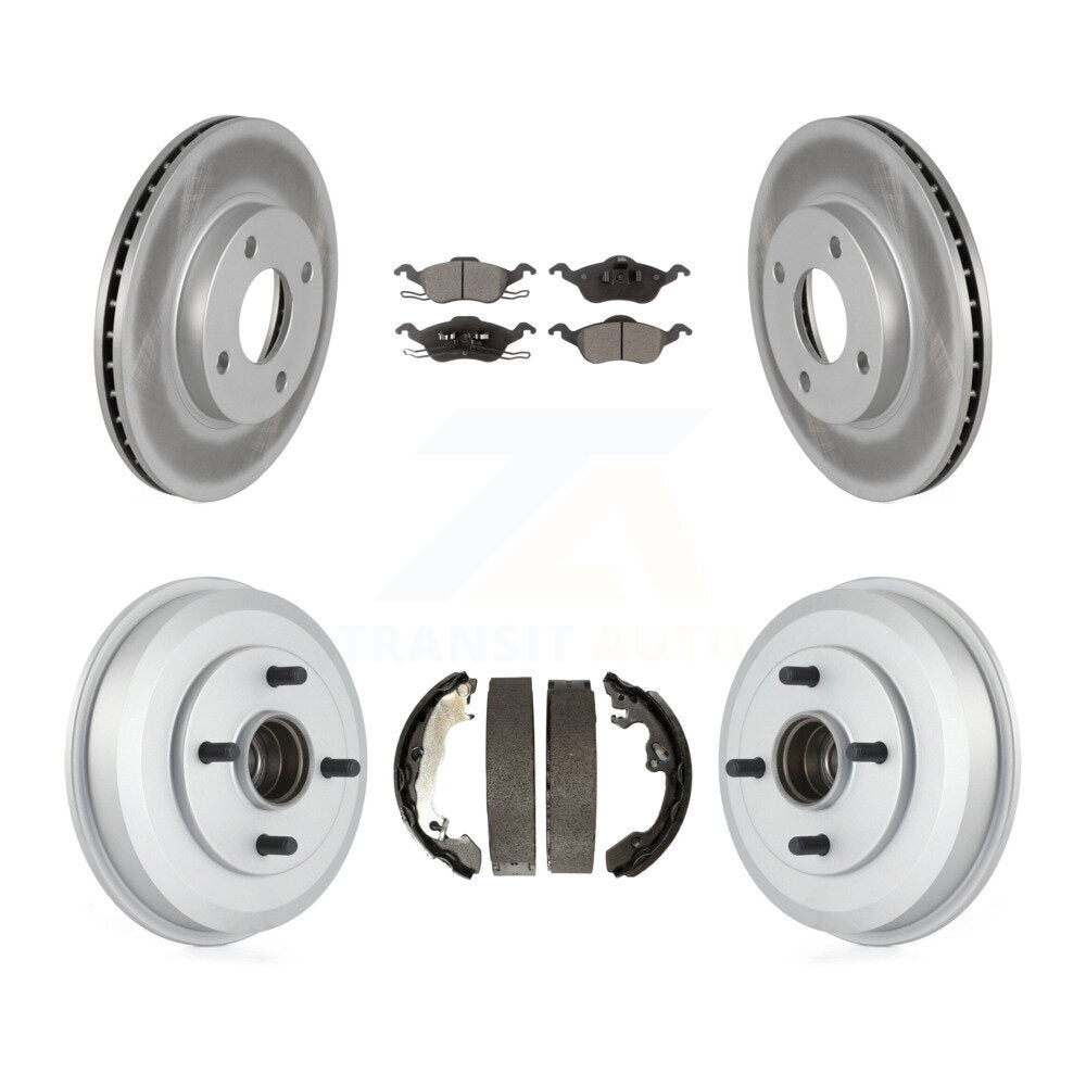 Front Rear Coated Disc Brake Rotors Ceramic Pads And Drum Kit For Ford Focus KGT-102547