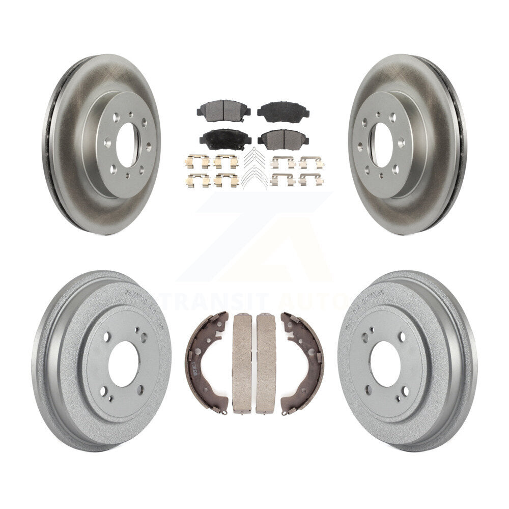 Front Rear Coated Disc Brake Rotors Ceramic Pads And Drum Kit For Honda Fit KGT-102554