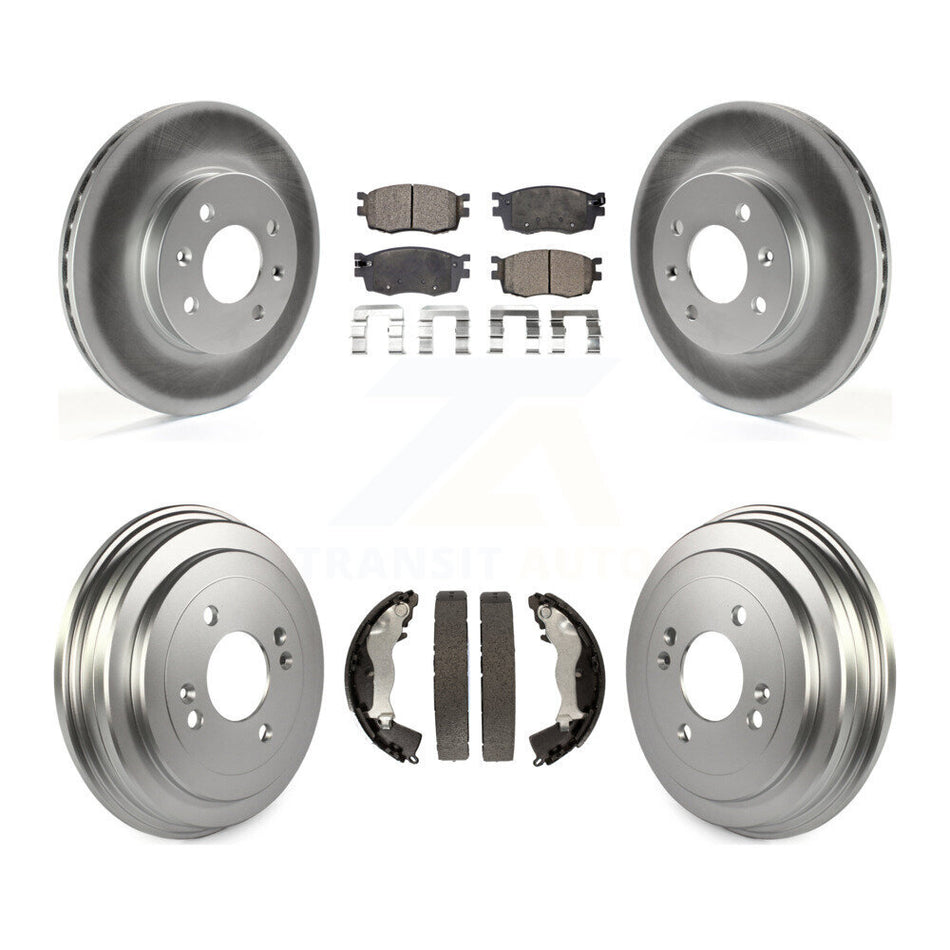 Front Rear Coated Disc Brake Rotor Ceramic Pad & Drum Kit For Hyundai Accent Kia Rio Rio5 KGT-102557