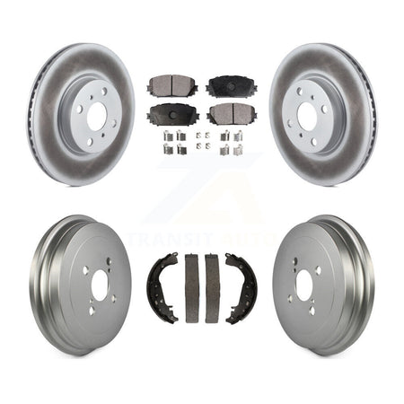 Front Rear Coated Disc Brake Rotor Ceramic Pad And Drum Kit For 2012-2013 Toyota Yaris SE KGT-102562