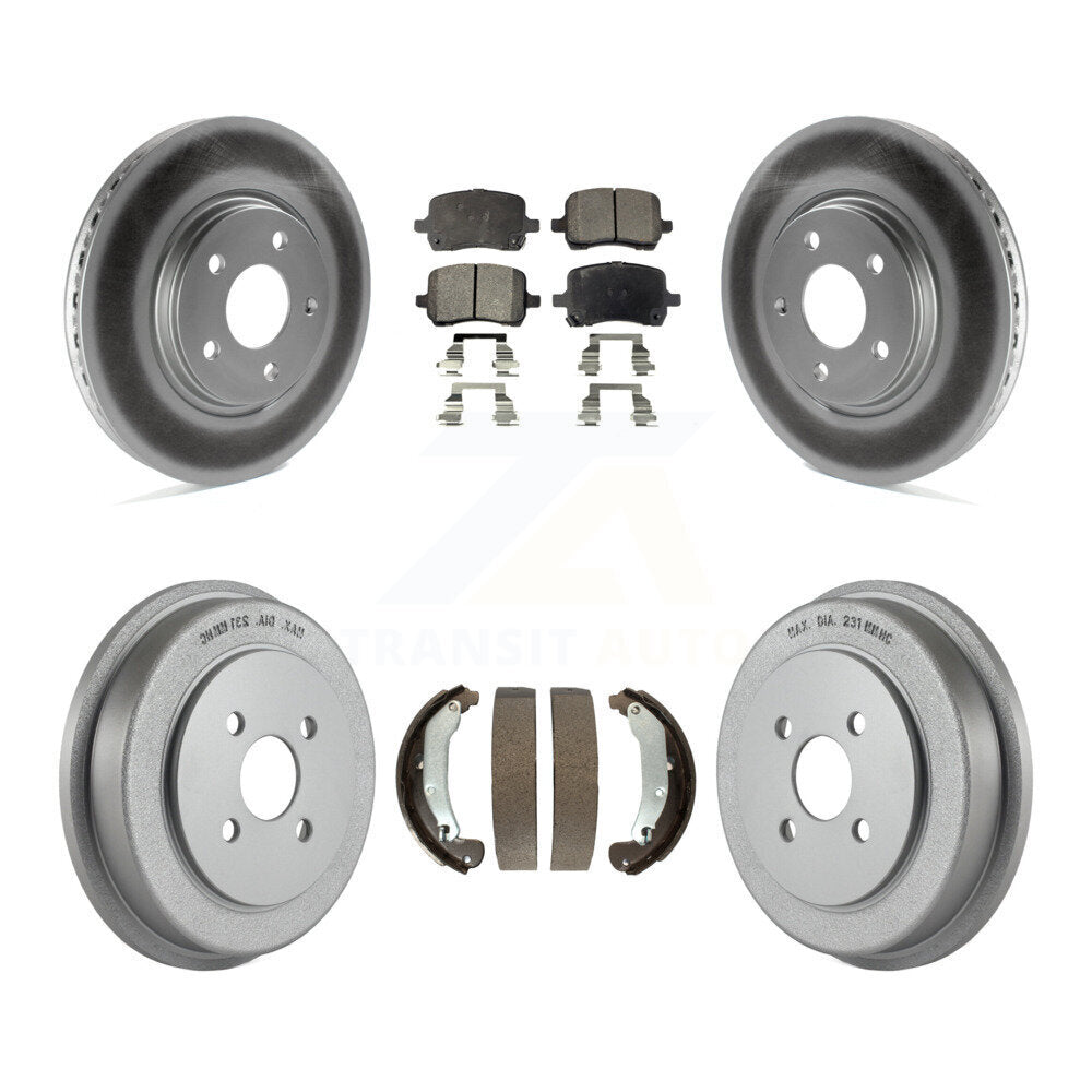 Front Rear Coated Disc Brake Rotors Ceramic Pads And Drum Kit For Pontiac Pursuit KGT-102568