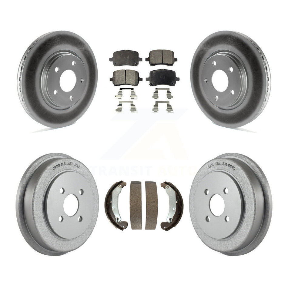 Front Rear Coated Disc Brake Rotors Ceramic Pads And Drum Kit For Pontiac Pursuit KGT-102568