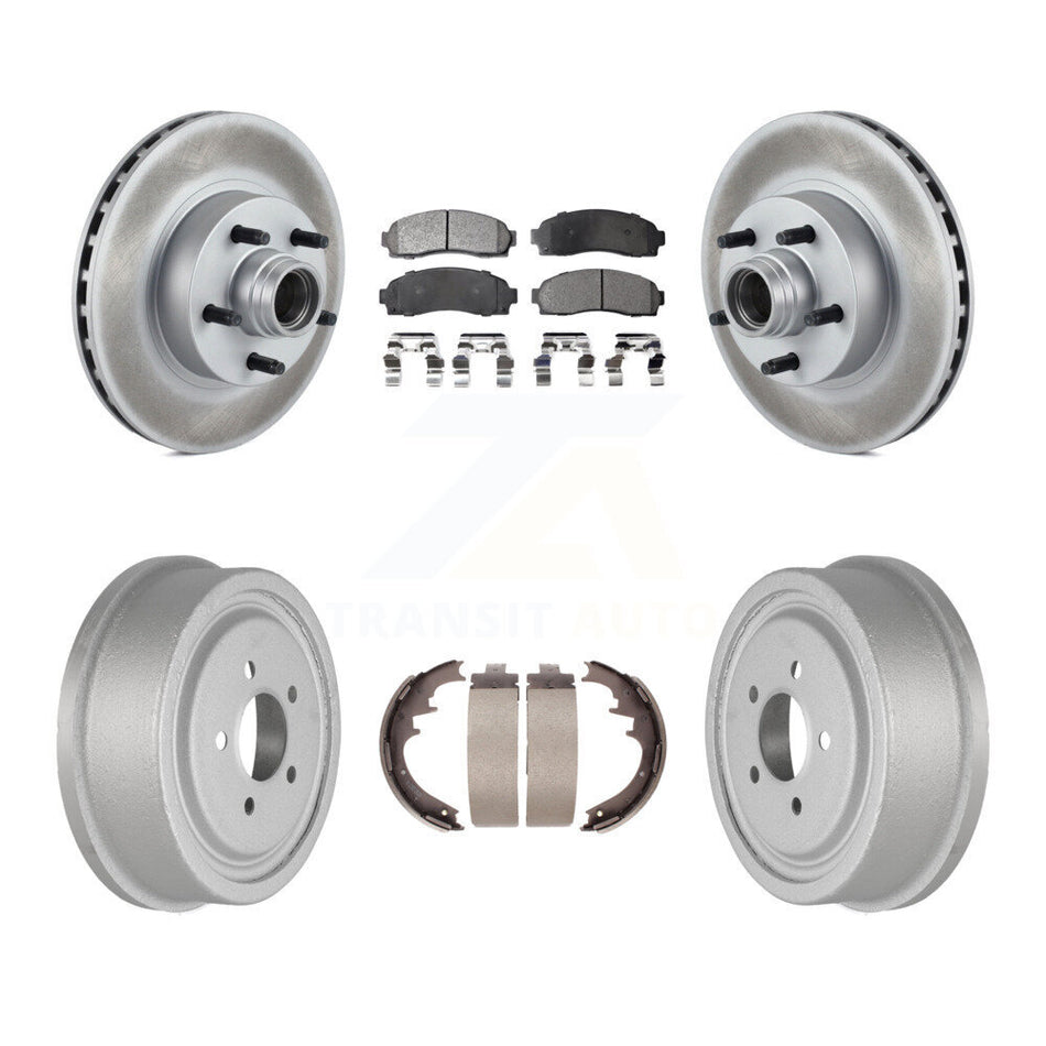 Front Rear Coated Brake Rotor Ceramic Pad Drum Kit For Ford Ranger With 10" Diameter KGT-102569
