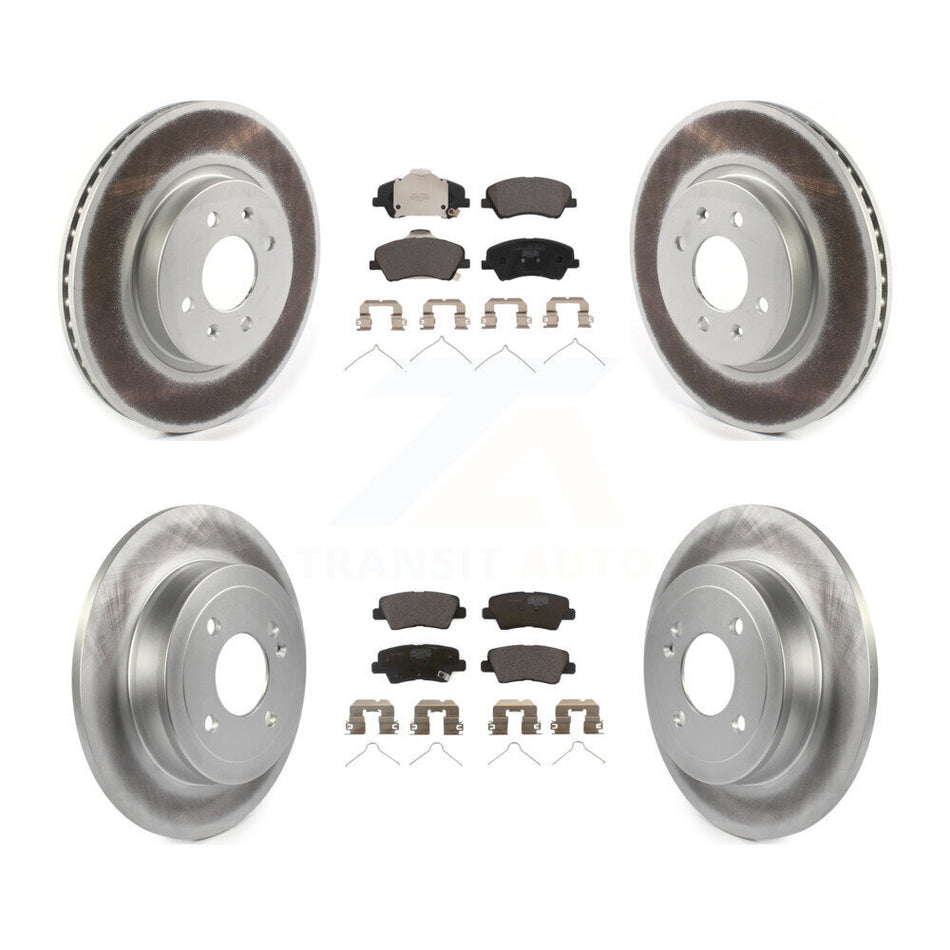 Front Rear Coated Disc Brake Rotors And Ceramic Pads Kit For Kia Rio Hyundai Accent KGT-102578