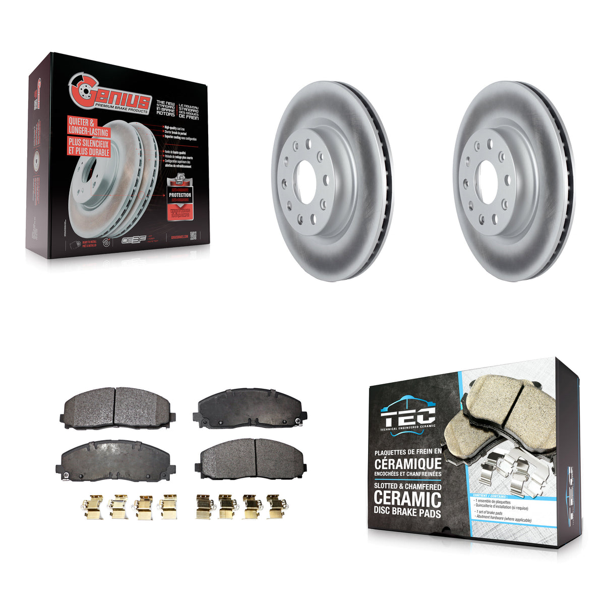 Front Coated Disc Brake Rotors And Ceramic Pads Kit For Jeep Wrangler KGT-102587