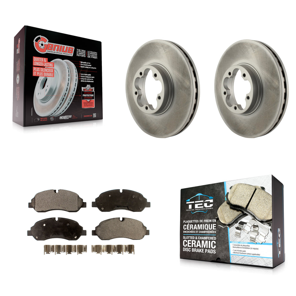 Front Coated Disc Brake Rotors And Ceramic Pads Kit For Ford Transit-350 HD KGT-102595
