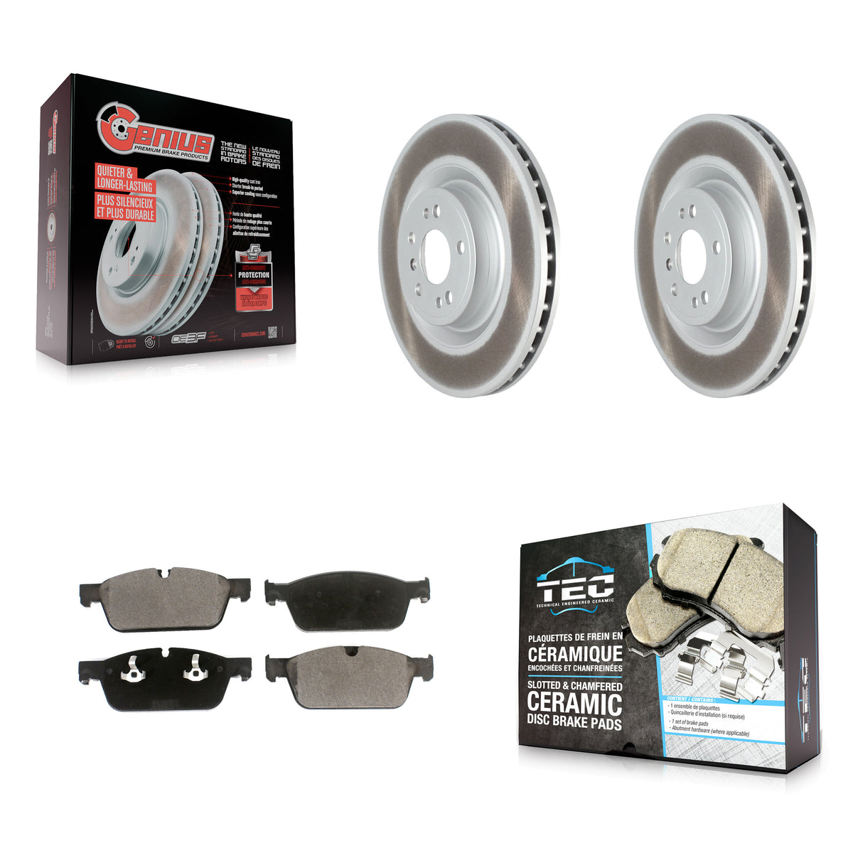 Front Coated Disc Brake Rotors And Ceramic Pads Kit For 2017 Mercedes-Benz GLS350d KGT-102608