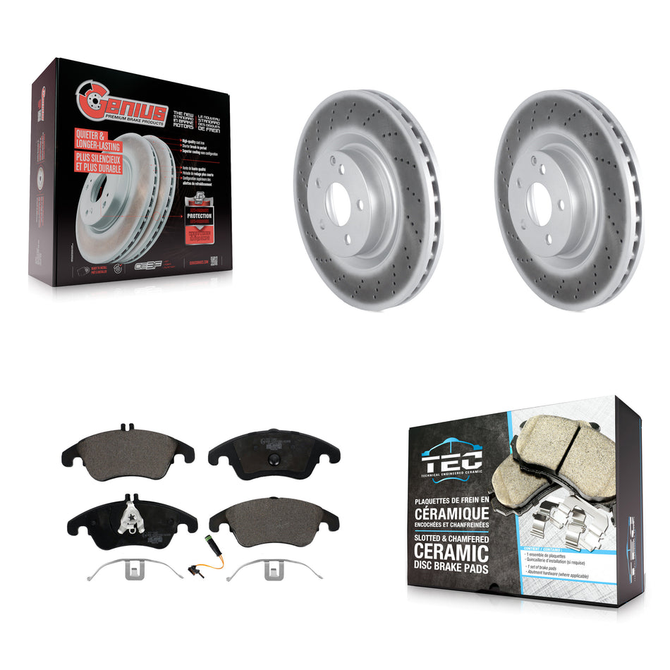 Front Coated Disc Brake Rotors And Ceramic Pads Kit For Mercedes-Benz C250 E400 E550 KGT-102610