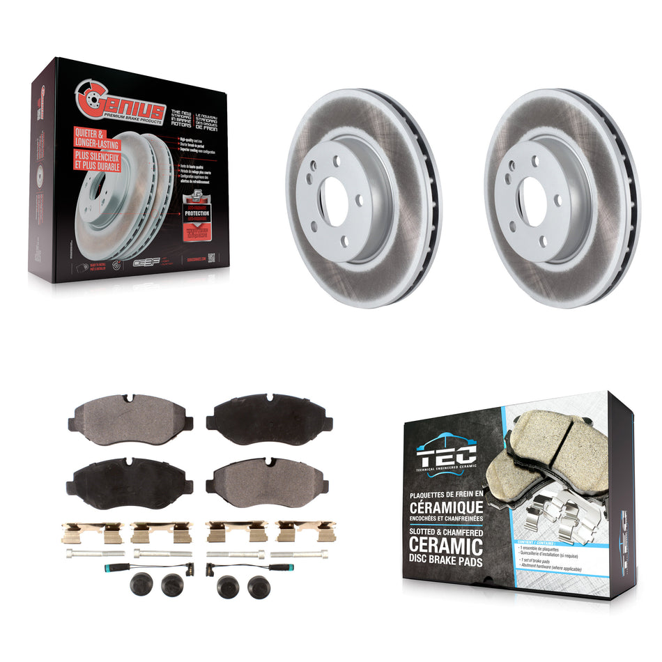 Front Coated Disc Brake Rotors And Ceramic Pads Kit For 2016-2023 Mercedes-Benz Metris KGT-102617