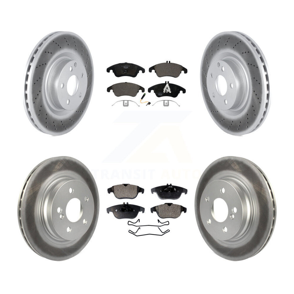 Front Rear Coated Disc Brake Rotors And Ceramic Pads Kit For Mercedes-Benz E550 KGT-102623