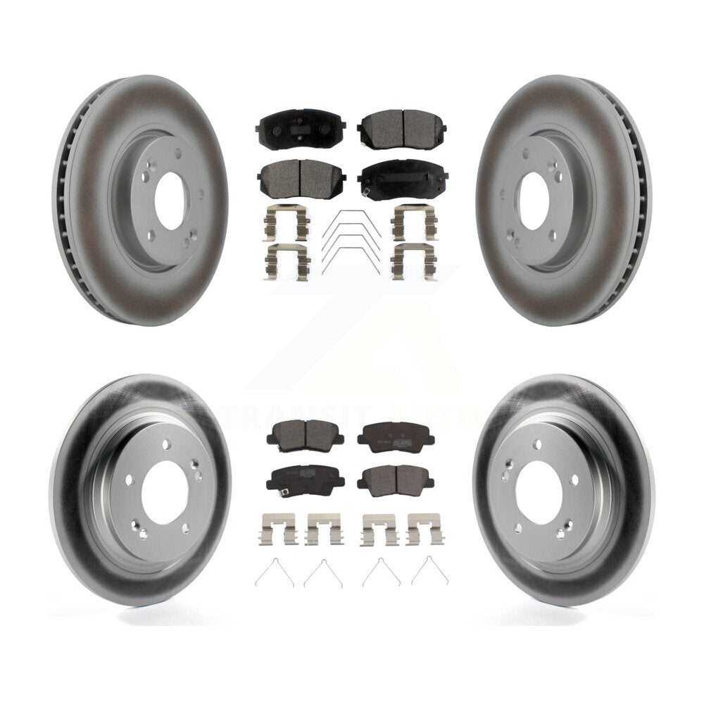 Front Rear Coated Disc Brake Rotors And Ceramic Pads Kit For 2017-2019 Kia Soul EV KGT-102630