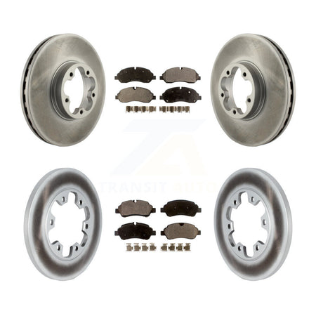 Front Rear Coated Brake Rotor & Ceramic Pad Kit For Ford Transit-350 HD With 6 Lug Wheels KGT-102634