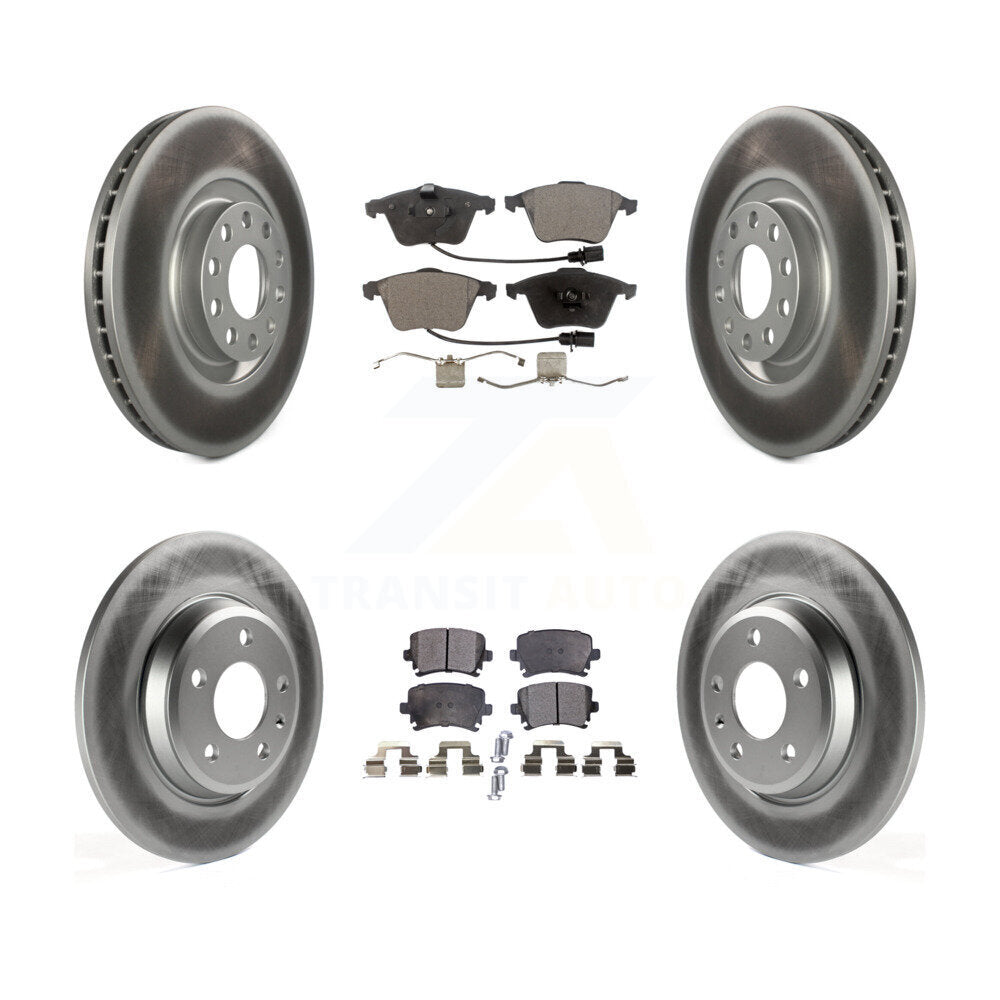 Front Rear Coated Disc Brake Rotor & Ceramic Pad Kit For 2009 Audi A4 Quattro Convertible KGT-102641
