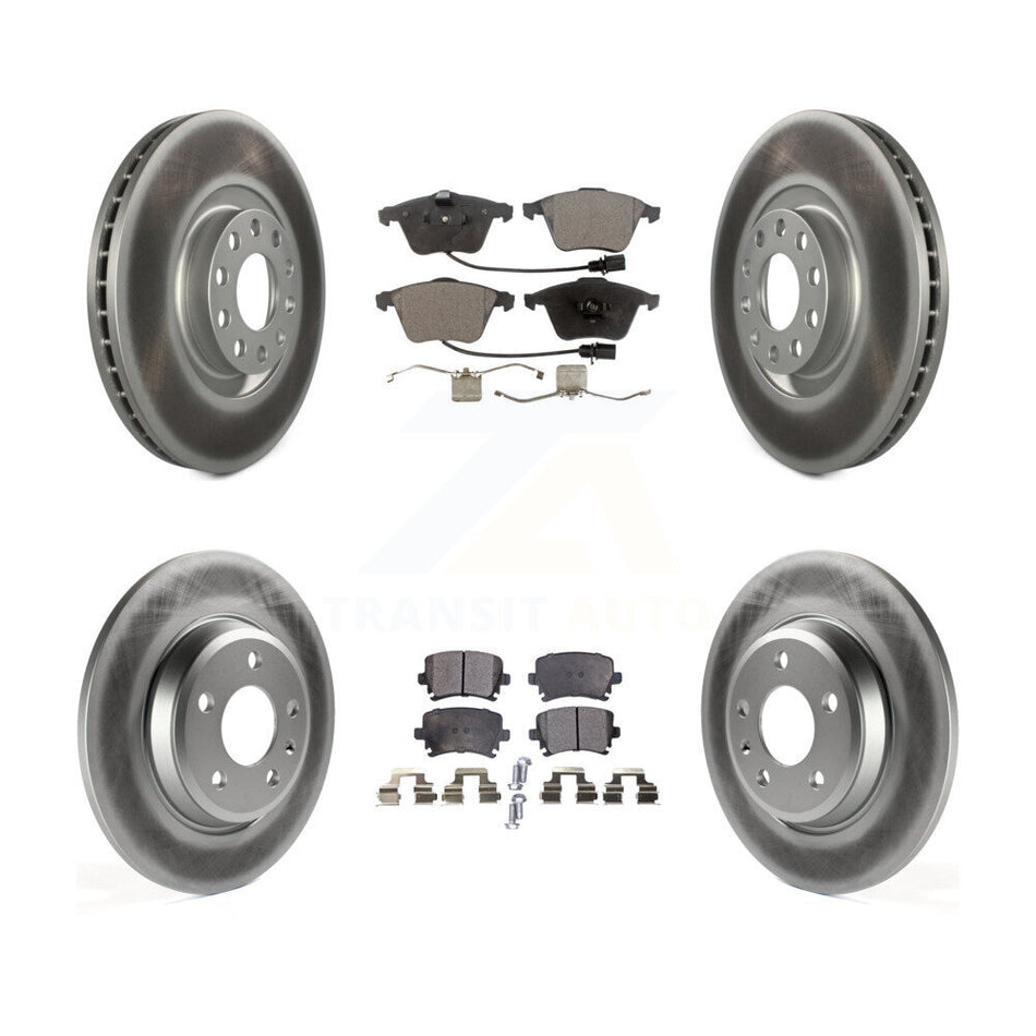 Front Rear Coated Disc Brake Rotor & Ceramic Pad Kit For 2009 Audi A4 Quattro Convertible KGT-102641