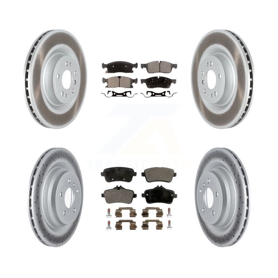 Front Rear Coated Disc Brake Rotors And Ceramic Pads Kit For Mercedes-Benz GLE400 KGT-102659
