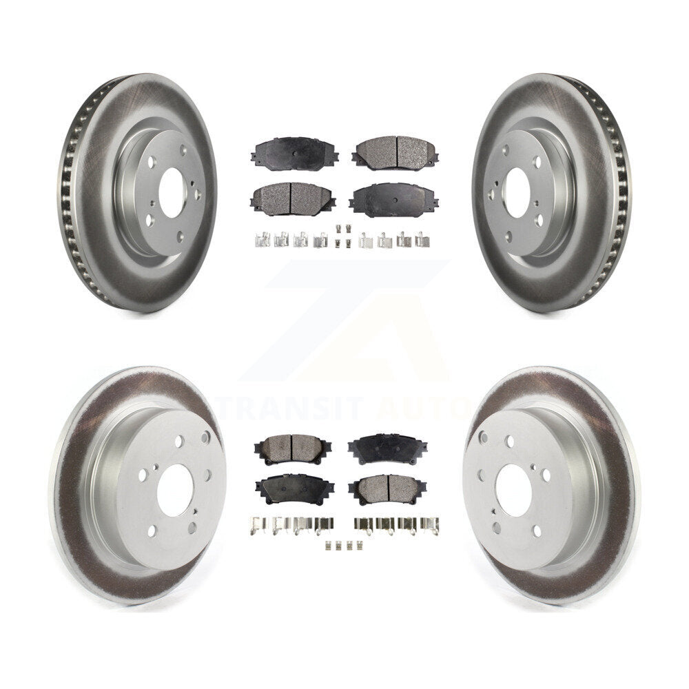 Front Rear Coated Disc Brake Rotors And Ceramic Pads Kit For 2016-2020 Toyota Mirai KGT-102666