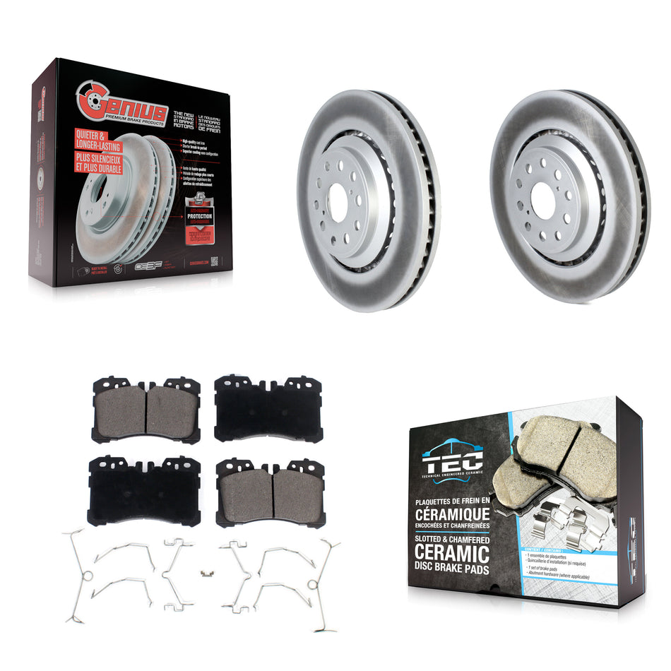 Front Coated Disc Brake Rotors And Ceramic Pads Kit For Lexus LS460 LS500 LS600h LS500h KGT-102669