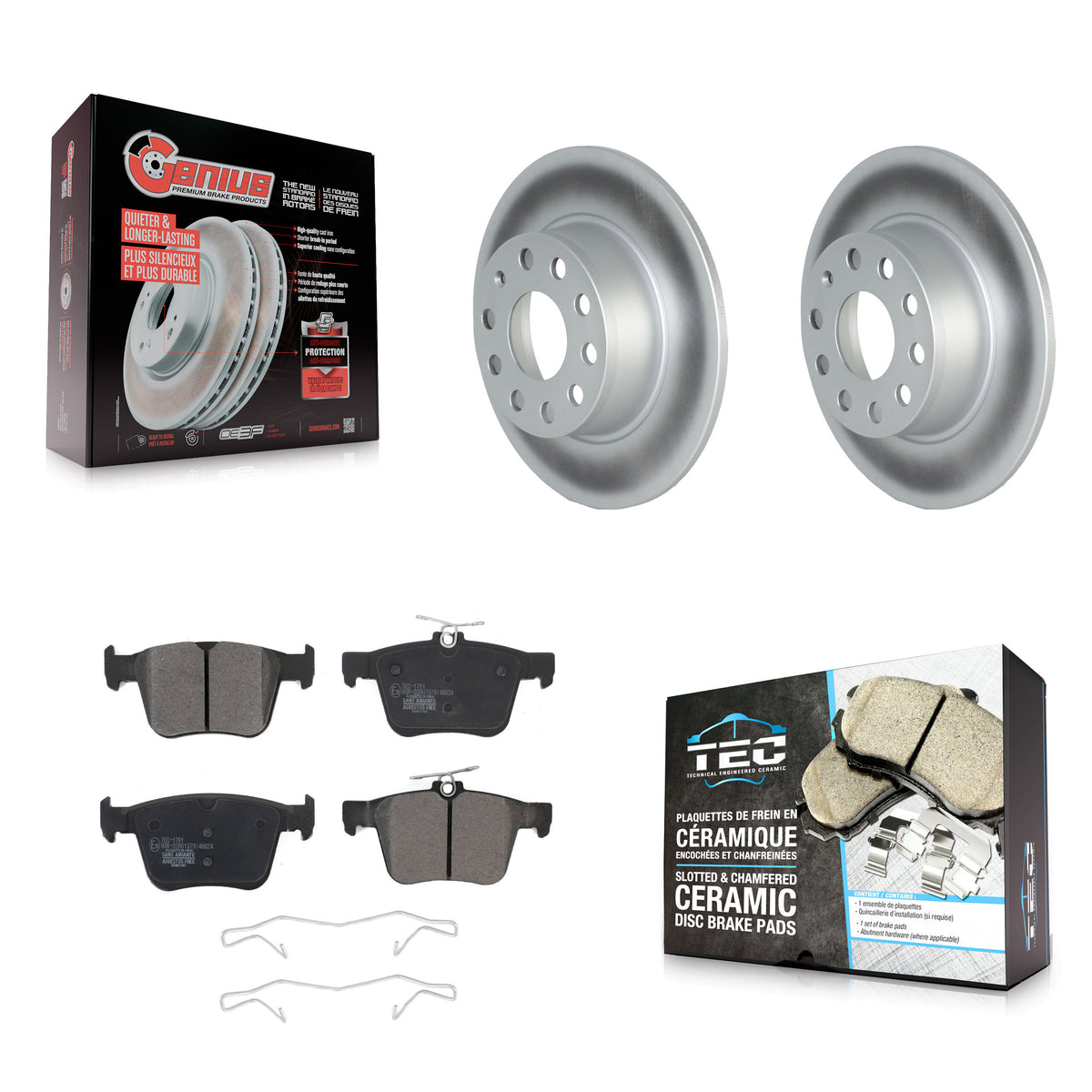 Rear Coated Disc Brake Rotors And Ceramic Pads Kit For Volkswagen Jetta Taos KGT-102682