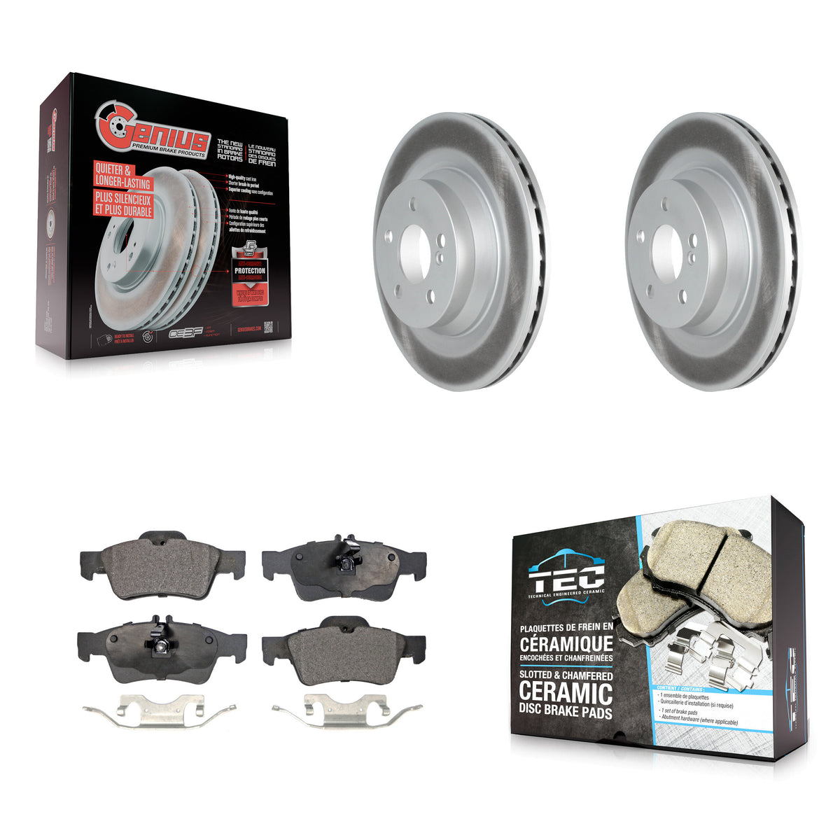 Rear Coated Disc Brake Rotors And Ceramic Pads Kit For Mercedes-Benz E550 CLS550 KGT-102689