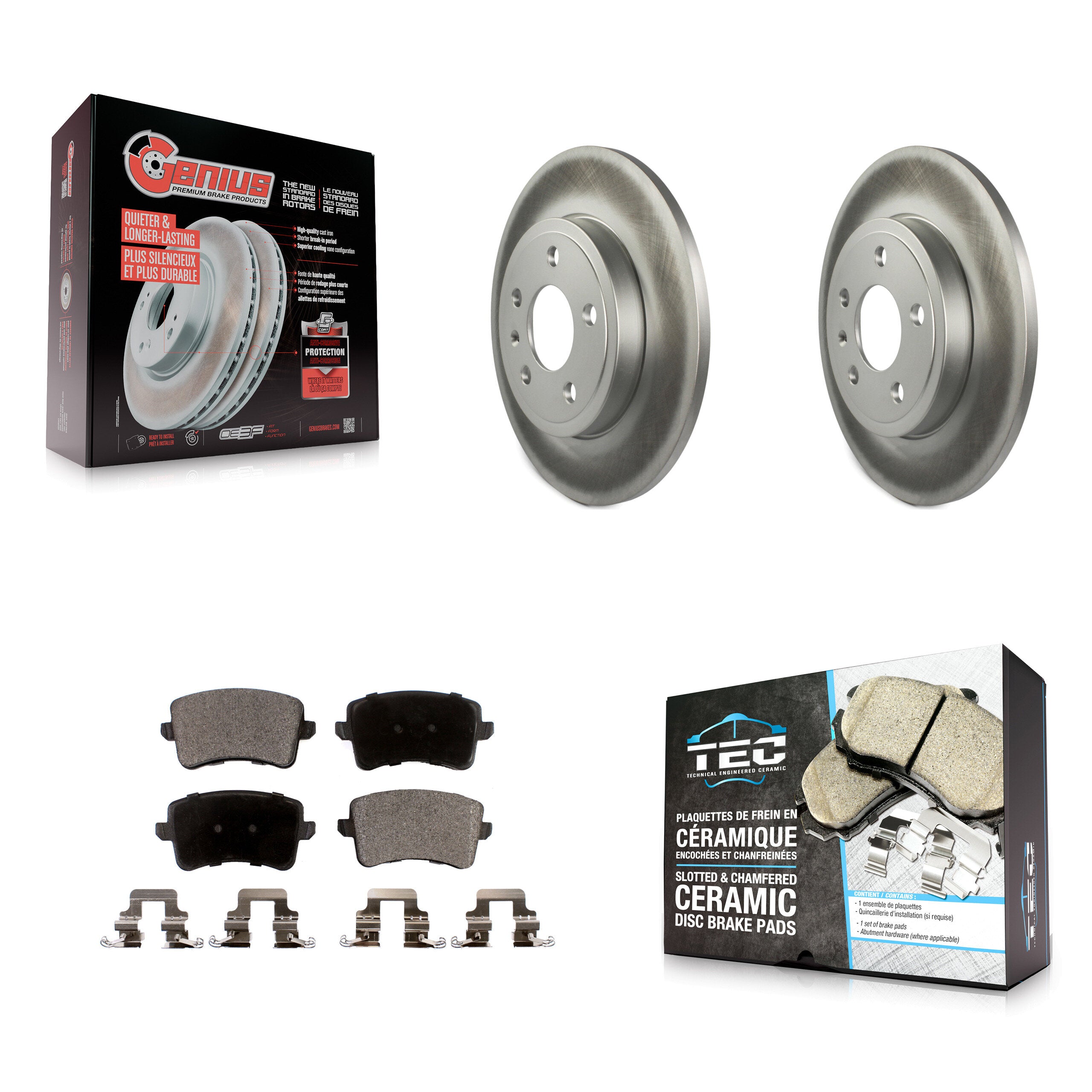 Rear Coat Brake Rotors Ceramic Pad Kit For Audi A4 Quattro With 288mm Diameter Rotor KGT-102692