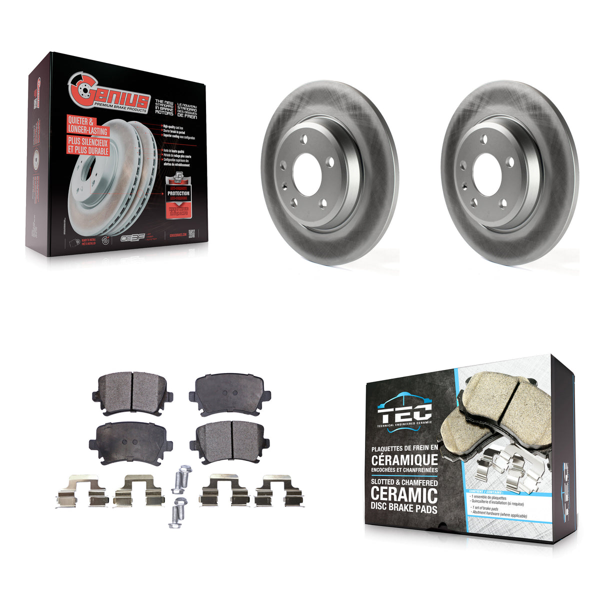 Rear Coat Brake Rotors Ceramic Pad Kit For Audi A4 Quattro With 300mm Diameter Rotor KGT-102693