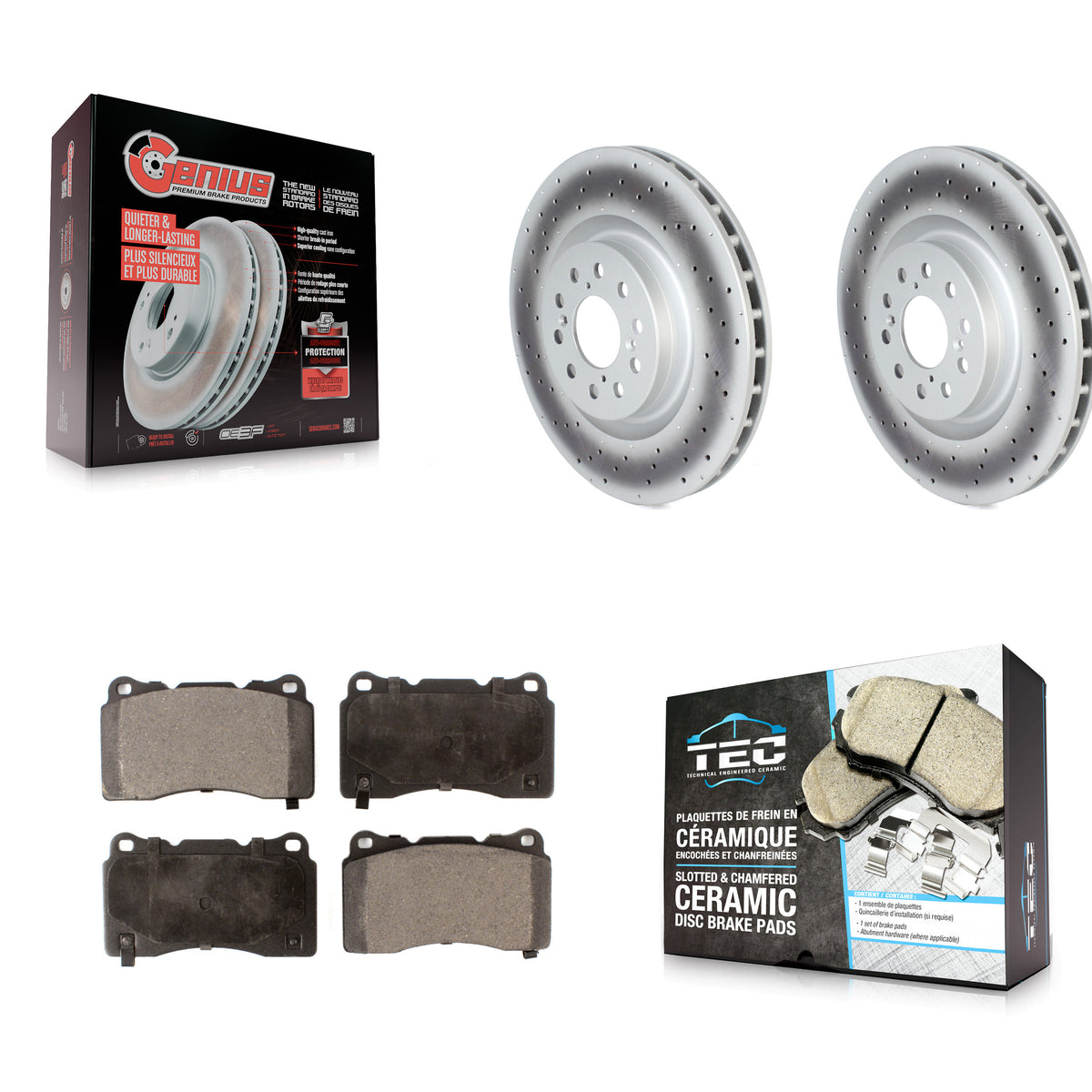 Front Coated Disc Brake Rotors And Ceramic Pads Kit For 2017-2020 Honda Civic Type R KGT-102710