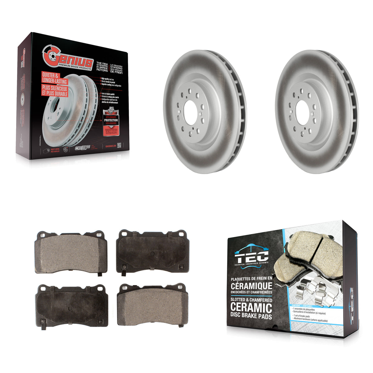 Front Coated Disc Brake Rotors And Ceramic Pads Kit For 2017-2020 Honda Civic Type R KGT-102711