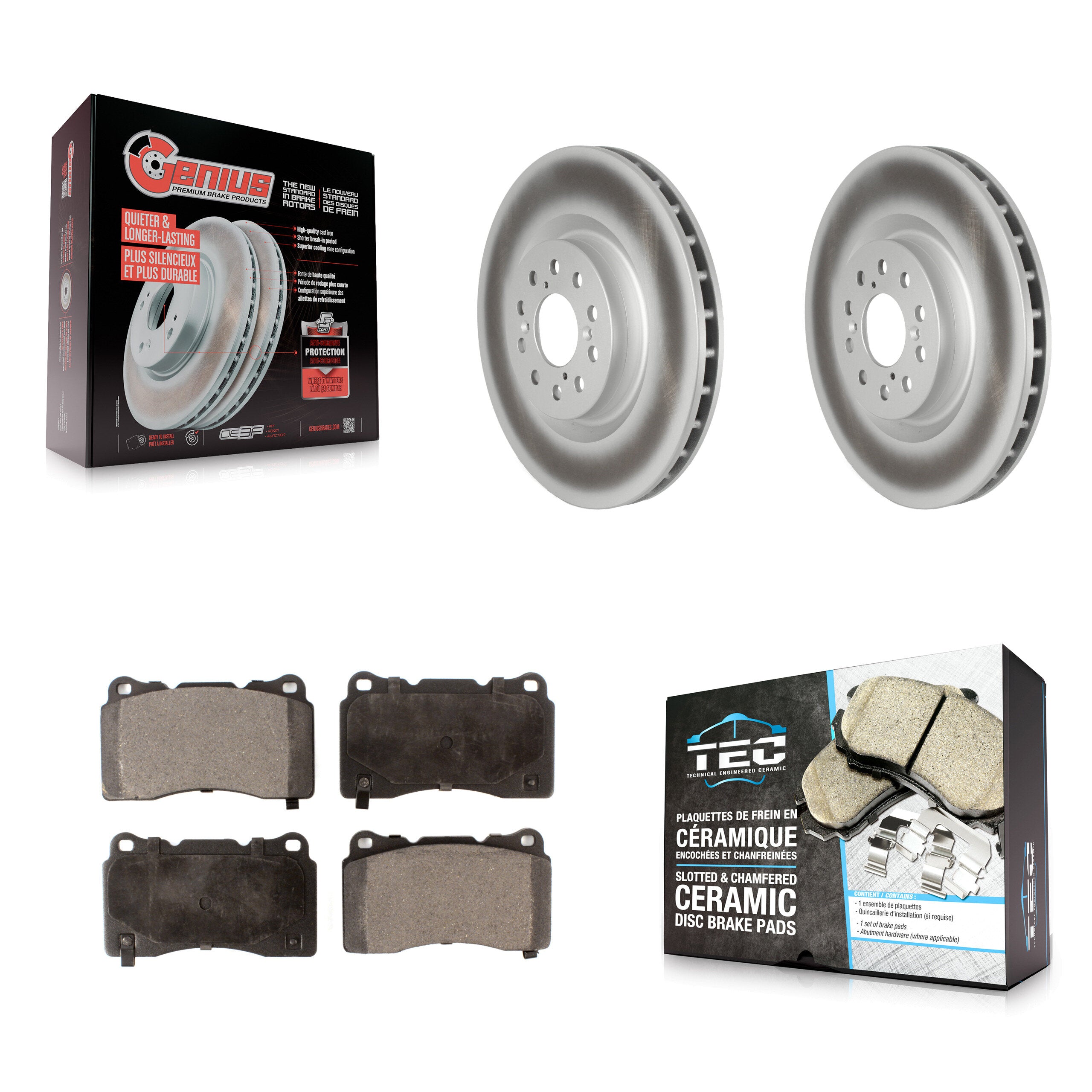 Front Coated Disc Brake Rotors And Ceramic Pads Kit For 2017-2020 Honda Civic Type R KGT-102711