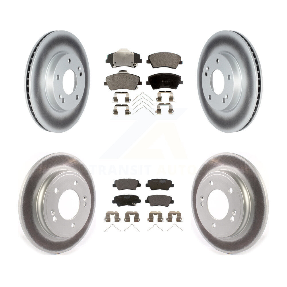 Front Rear Coated Disc Brake Rotors And Ceramic Pads Kit For Hyundai Ioniq Kia Niro KGT-102747