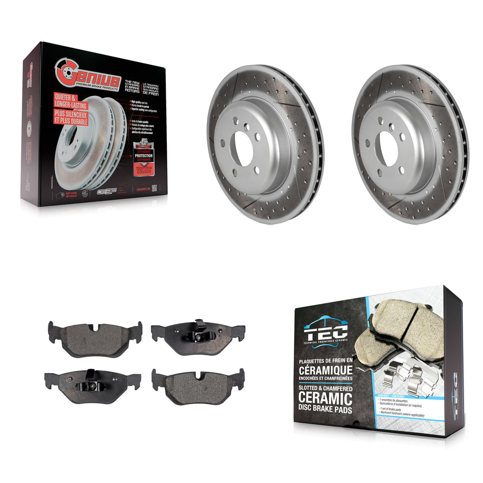 Rear Coat Brake Rotors Ceramic Pad Kit For BMW 328i xDrive With 345mm Diameter Rotor KGT-102769