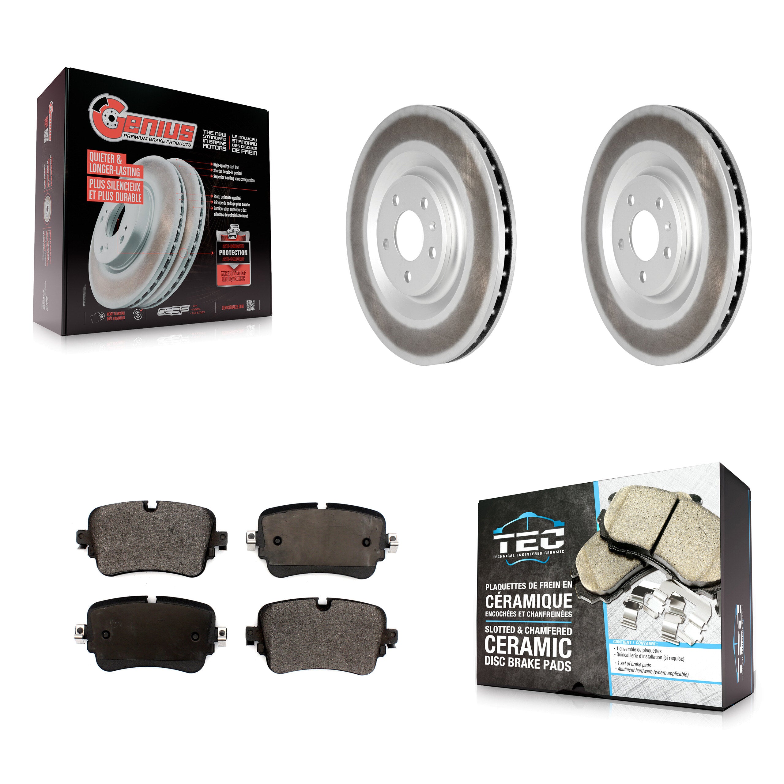 Rear Coated Disc Brake Rotors And Ceramic Pads Kit For Audi Q7 Q8 e-tron Quattro A8 KGT-102773