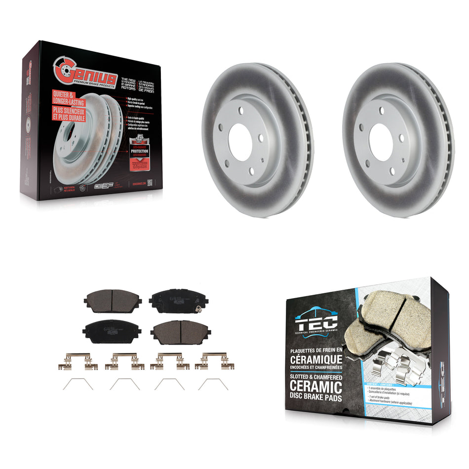 Front Coated Disc Brake Rotors And Ceramic Pads Kit For Mazda 3 Sport FWD KGT-102779