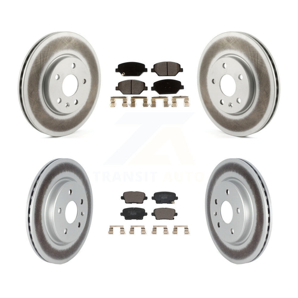 Front Rear Coated Disc Brake Rotors And Ceramic Pads Kit For 2019 Cadillac XT4 KGT-102781