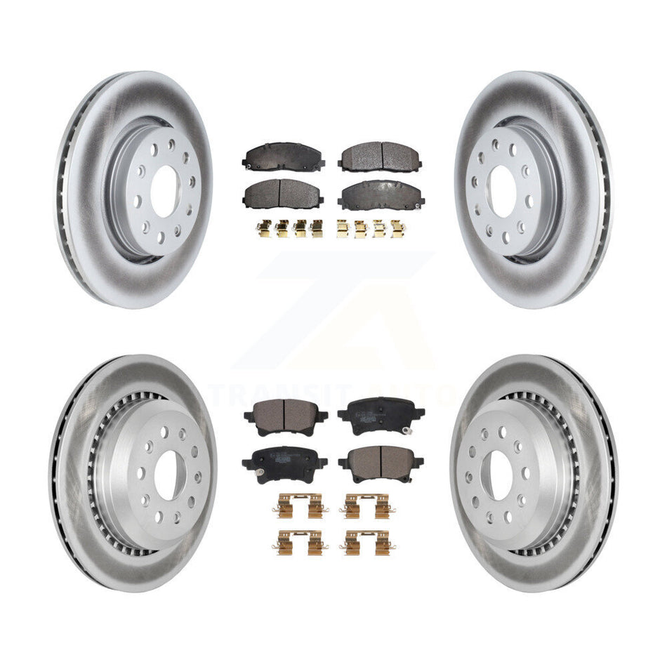 Front Rear Coated Disc Brake Rotors And Ceramic Pads Kit For 2020-2023 Jeep Gladiator KGT-102783