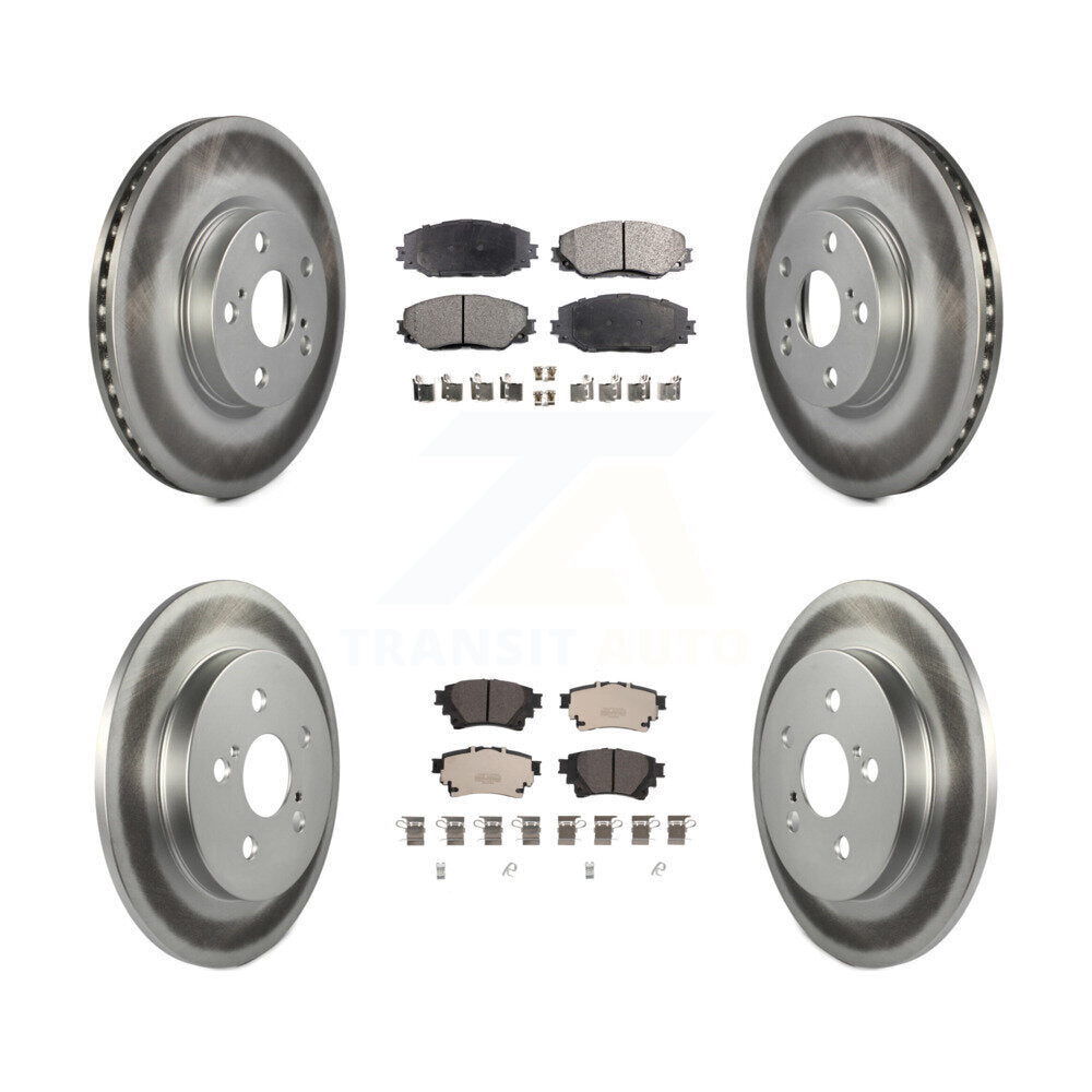 Front Rear Coated Disc Brake Rotors And Ceramic Pads Kit For 2019 Toyota Corolla 1.8L KGT-102787