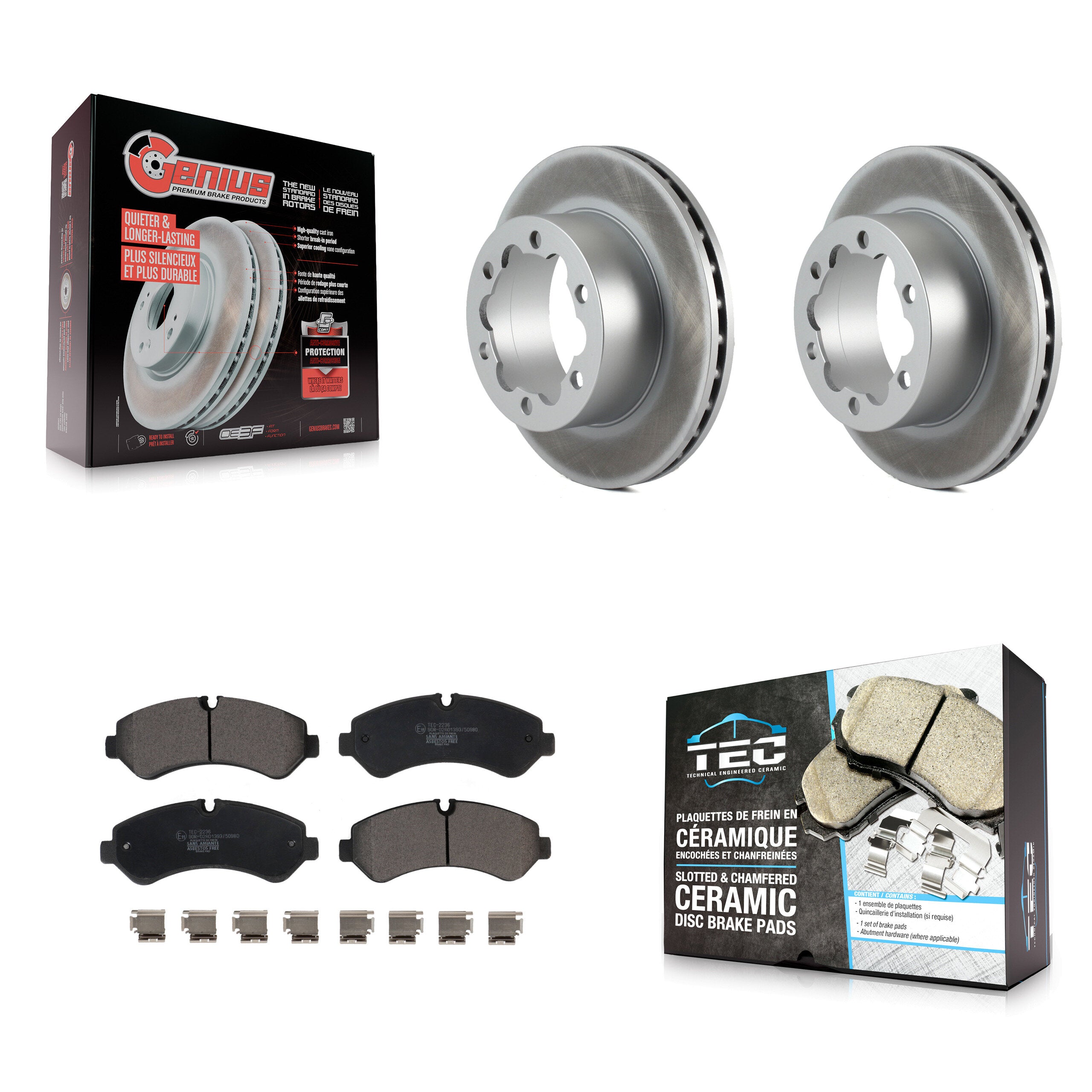 Rear Coated Disc Brake Rotors Ceramic Pad Kit For Mercedes-Benz Sprinter 3500 4500 3500XD KGT-102798