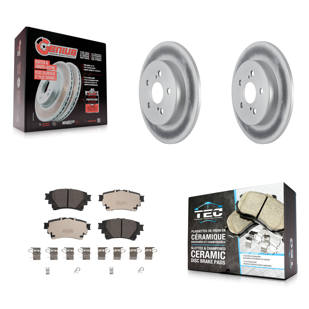 Rear Coated Disc Brake Rotors And Ceramic Pads Kit For Toyota Corolla KGT-102801