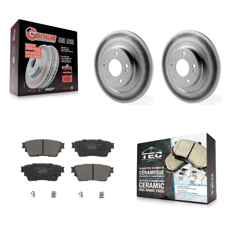 Rear Coated Disc Brake Rotors Ceramic Pad Kit For Mitsubishi Outlander Eclipse Cross PHEV KGT-102810