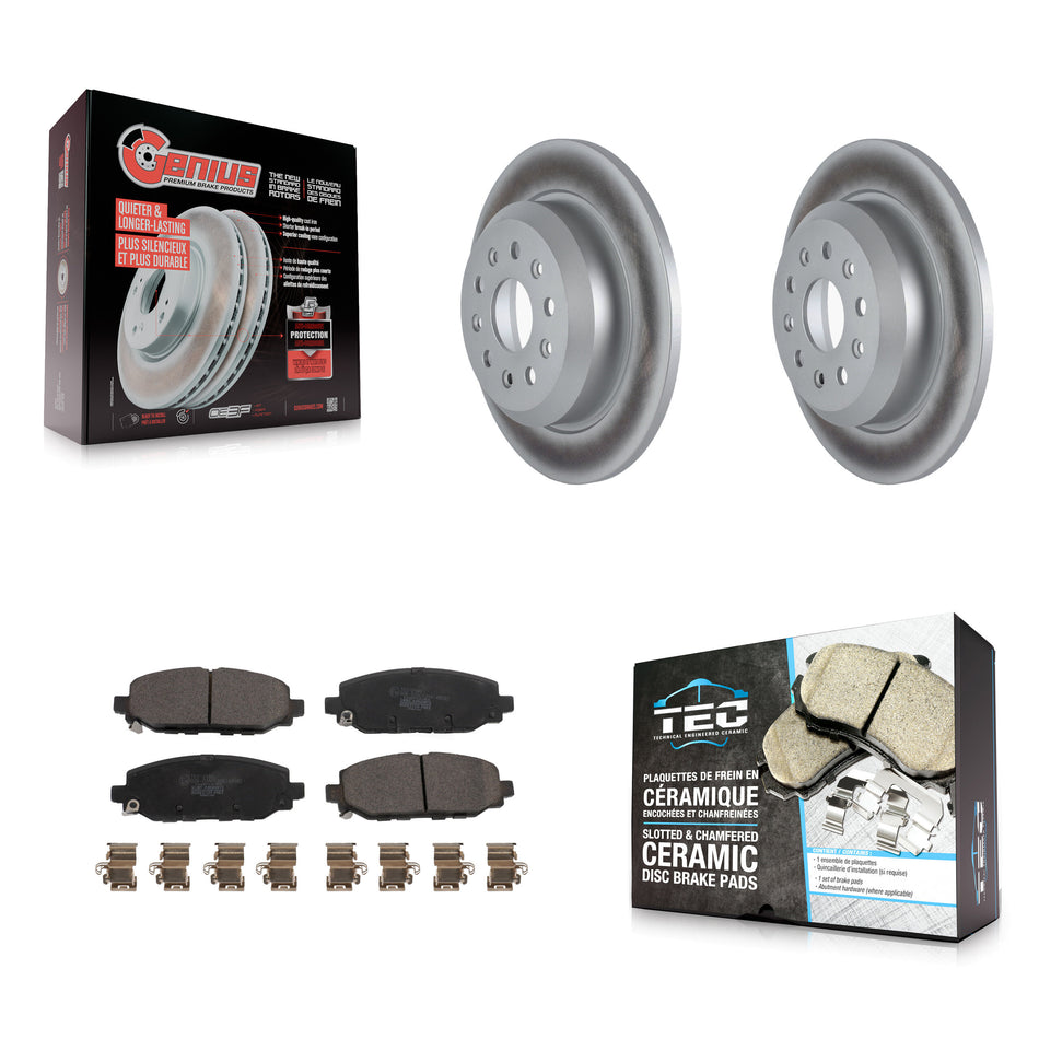 Rear Coated Disc Brake Rotors And Ceramic Pads Kit For 2018-2020 Jeep Wrangler Rubicon KGT-102811