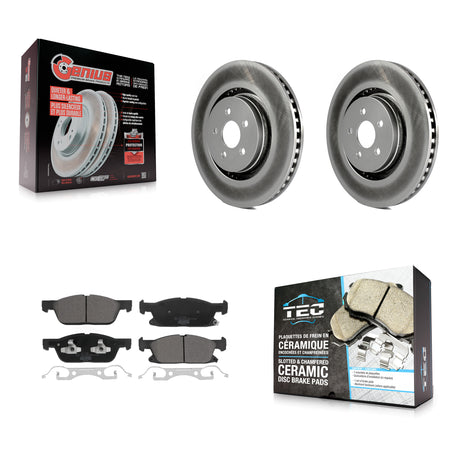 Front Coat Brake Rotor Ceramic Pad Kit For 19-23 Lincoln Nautilus With Vented Rear Rotors KGT-102819