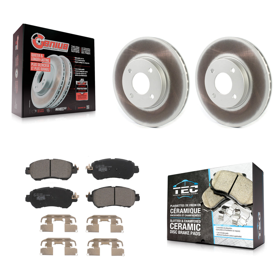 Front Coated Disc Brake Rotors And Ceramic Pads Kit For Nissan Kicks Versa KGT-102820