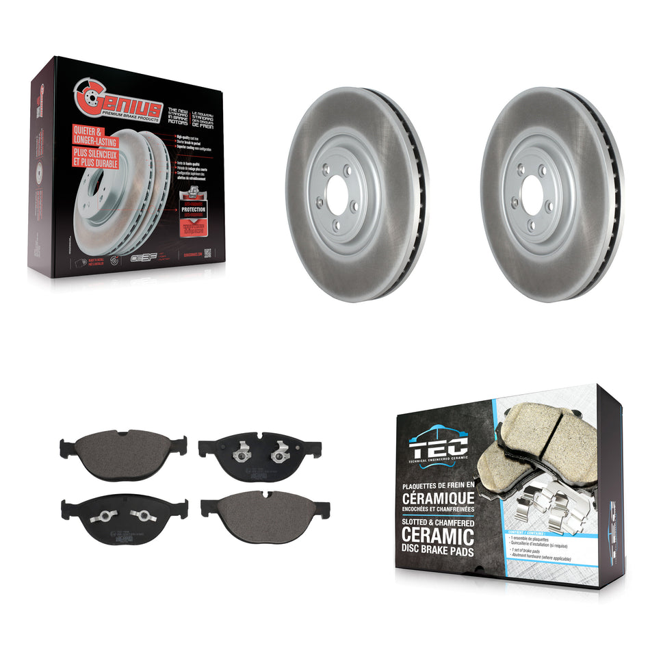 Front Coated Brake Rotors Ceramic Pad Kit For Jaguar XF XJ XKR XFR XKR-S XFR-S XJR XJR575 KGT-102830