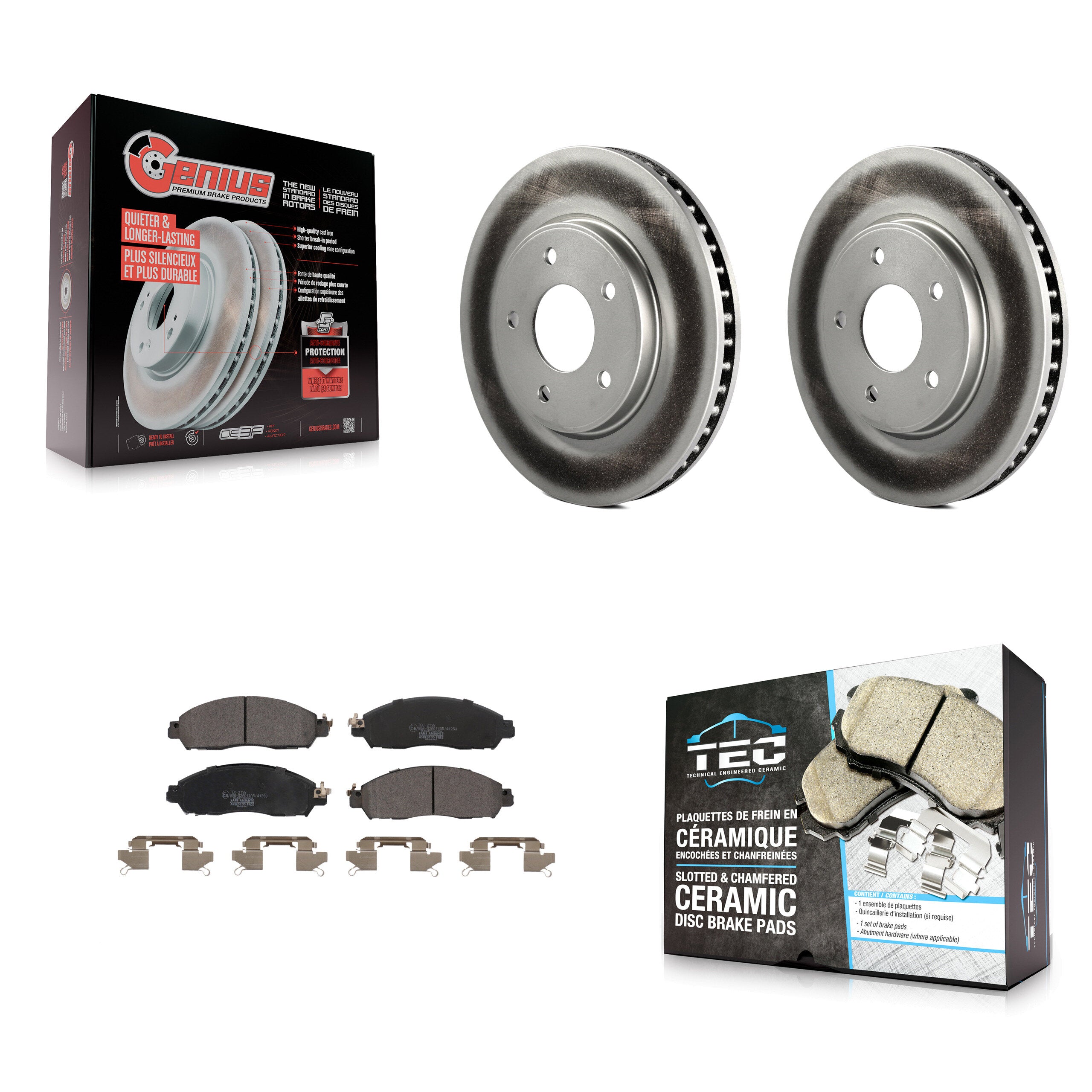 Front Coated Disc Brake Rotors And Ceramic Pads Kit For Nissan LEAF NV200 KGT-102833