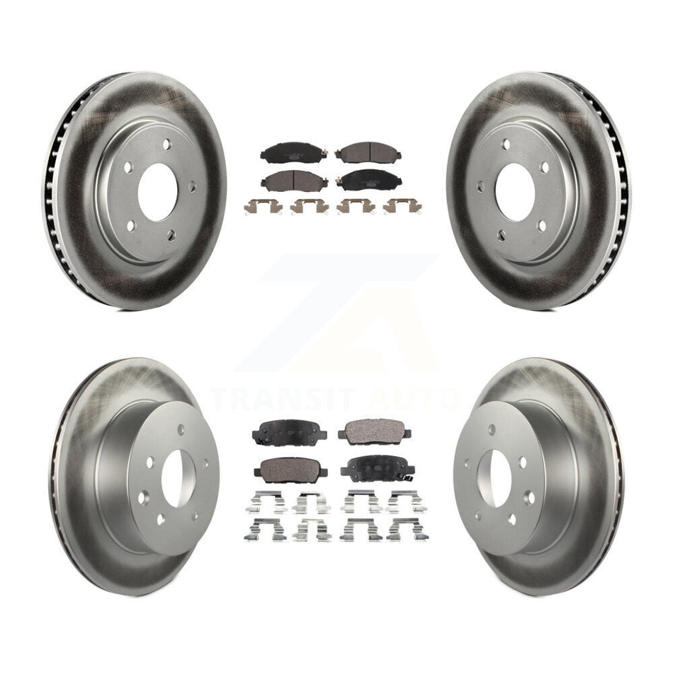 Front Rear Coated Brake Rotor & Ceramic Pad Kit For Nissan LEAF With Manual Parking KGT-102843