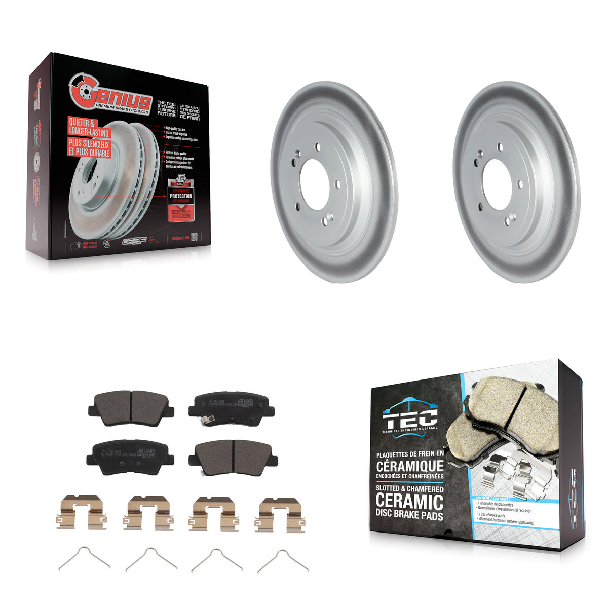 Rear Coated Disc Brake Rotors And Ceramic Pads Kit For Kia Sportage Hyundai Tucson Nexo KGT-102858