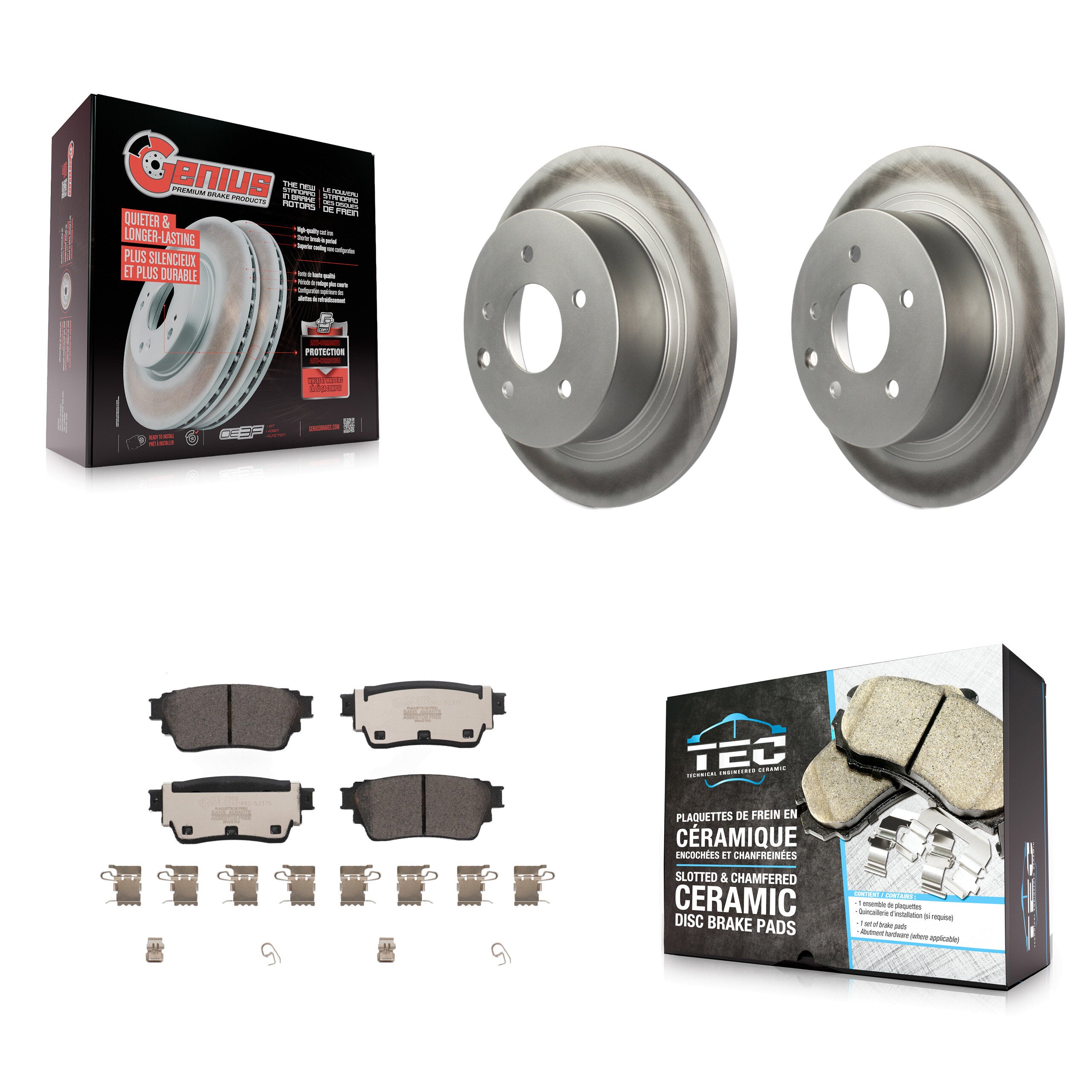Rear Coated Brake Rotor Ceramic Pad Kit For 19-20 Nissan Altima With Manual Parking KGT-102860