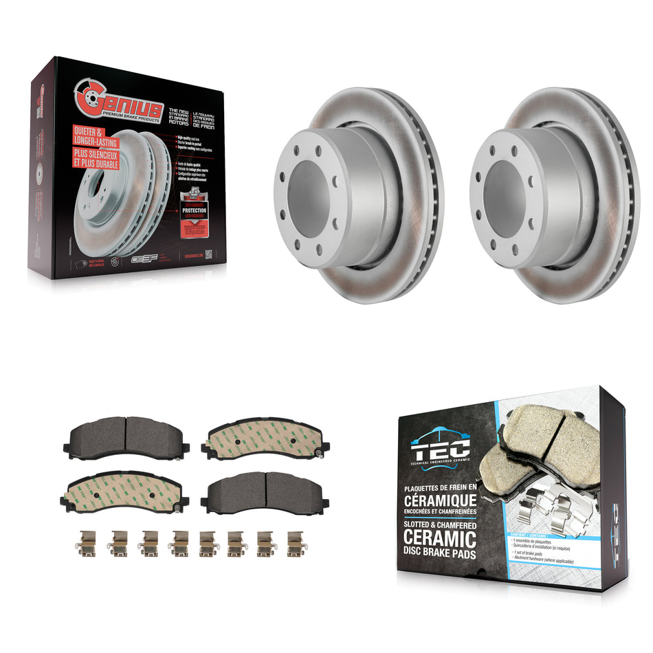 Rear Coated Disc Brake Rotors And Ceramic Pads Kit For Ram 2500 3500 KGT-102864