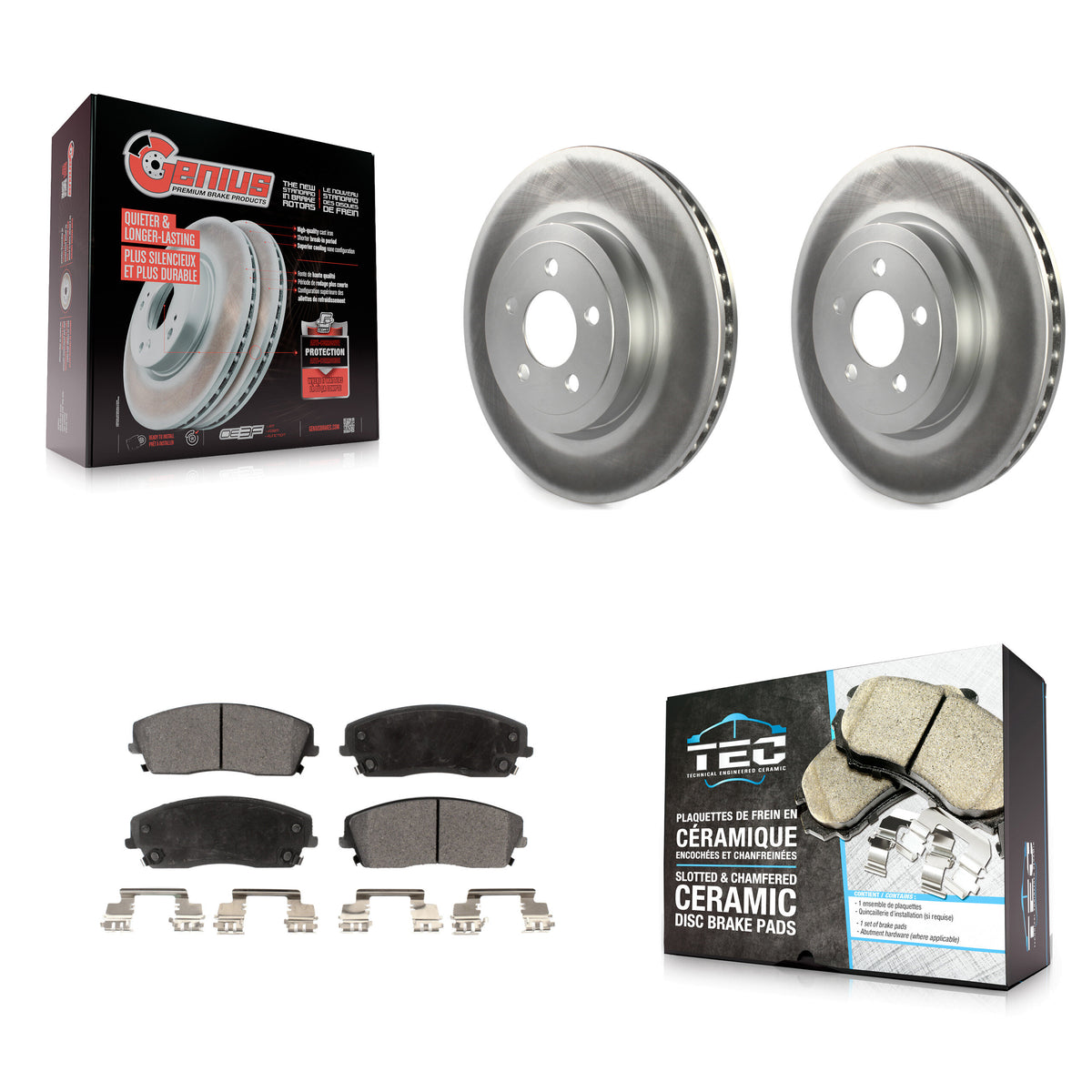 Front Coat Brake Rotors Ceramic Pad Kit For Dodge Charger With 345mm Diameter Rotor KGT-102867