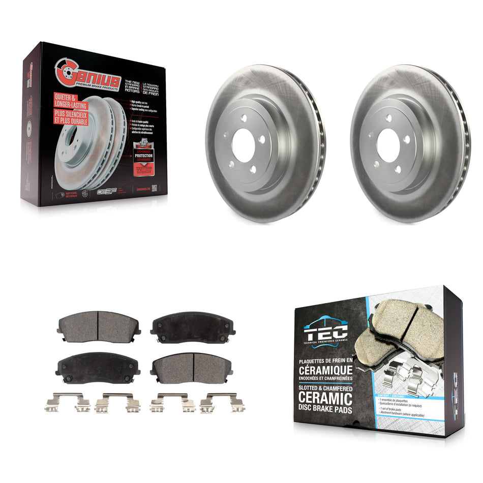 Front Coat Brake Rotors Ceramic Pad Kit For Dodge Charger With 345mm Diameter Rotor KGT-102867