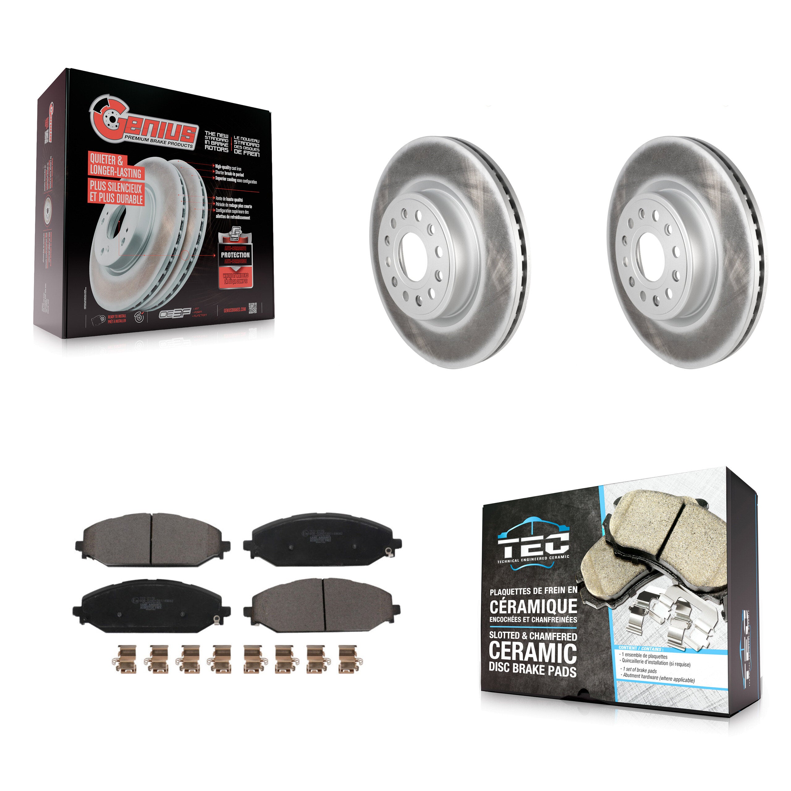 Front Coated Disc Brake Rotors And Ceramic Pads Kit For Ram 1500 KGT-102870